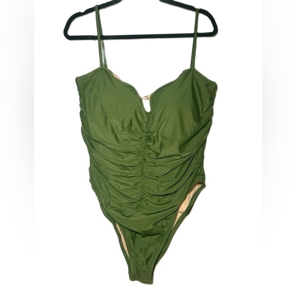 NWT J. Crew Safari Green Ruched One-Piece Swimsuit with Removable Straps 22 (3X) - Picture 7 of 16